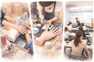 ネイルスクールでの練習風景2